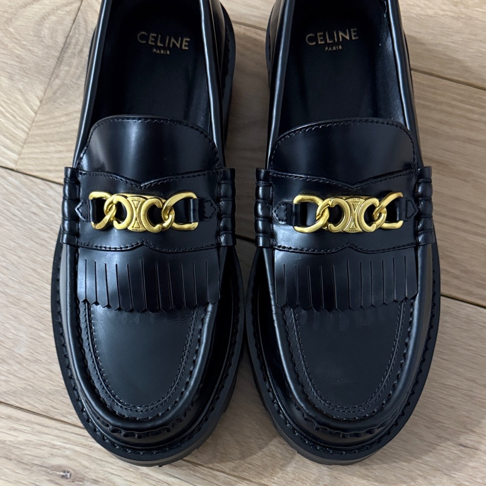 Celine Black Leather Loafers with Gold Hardware size 37 / US 7 - Picture 7 of 7